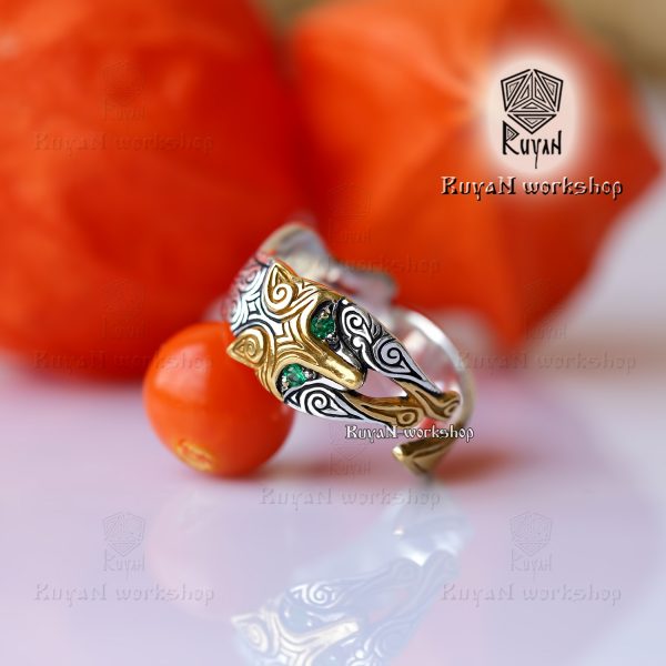 het is mooi resultaat cursief Fox ring. Loki Fox ring. Celtic Fox ring. Celtic ring by Ruyan workshop